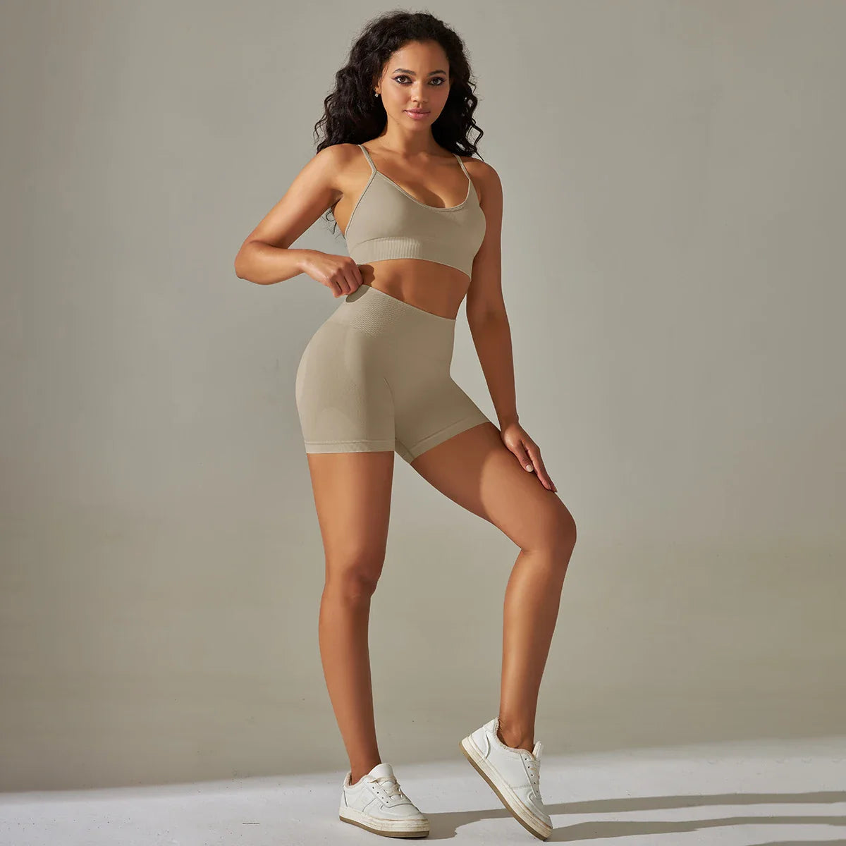 Seamless Yoga Set Camisole Bra Shorts
