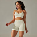 Seamless Yoga Set Camisole Bra Shorts - White / L