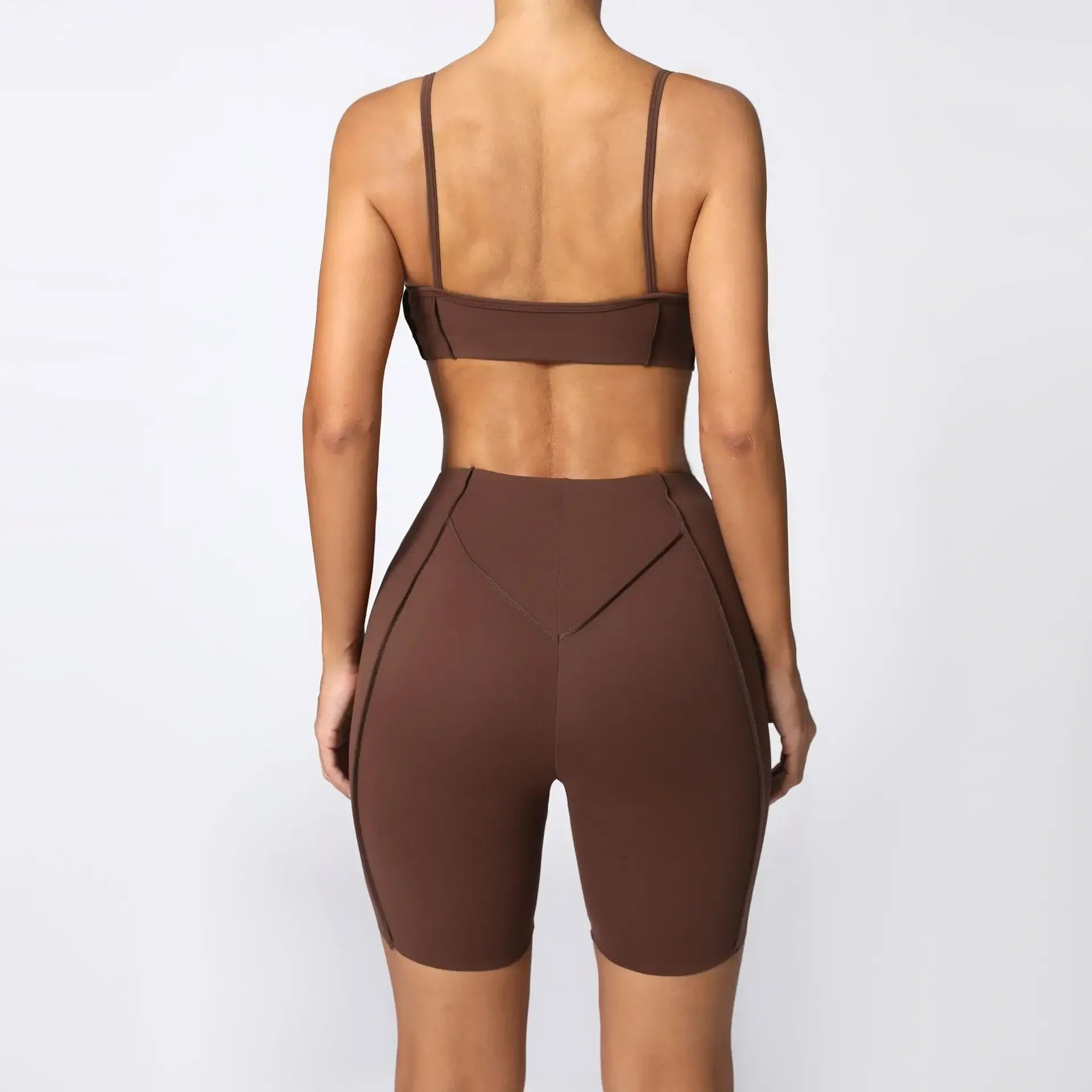 Seamless Yoga Sets Sports Fitness High Waist Hip-lifting Shapeing Leggings Backless Bra Suit