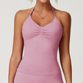 Seamless Yoga Vest Tight Breathable Pleated Sports Women - Leather Pink / L - Other