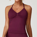 Seamless Yoga Vest Tight Breathable Pleated Sports Women - Wine Red / L - Other