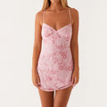 Sequin Beaded Cami Mini Dress - Pink / L