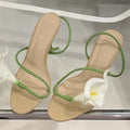 Sexy PVC Transparent Flower Narrow Band Women Sandals - Green / 40
