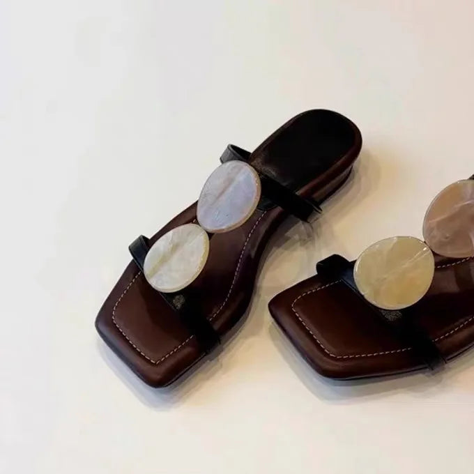 Sheepskin Version Roman Style Flat Bottom Sandals Women’s - 40 / black