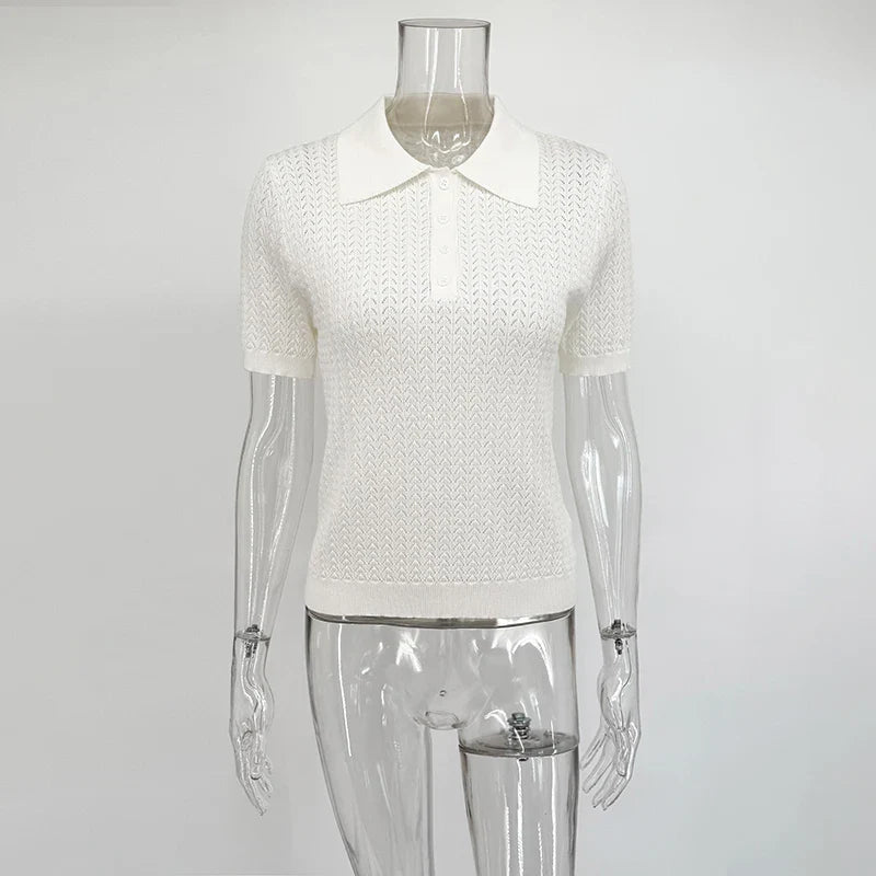 Short Sleeve Knitted T shirt Woman