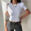Short Sleeve T-Shirt Women Solid Simple Casual Soft All-Match Basic - Other