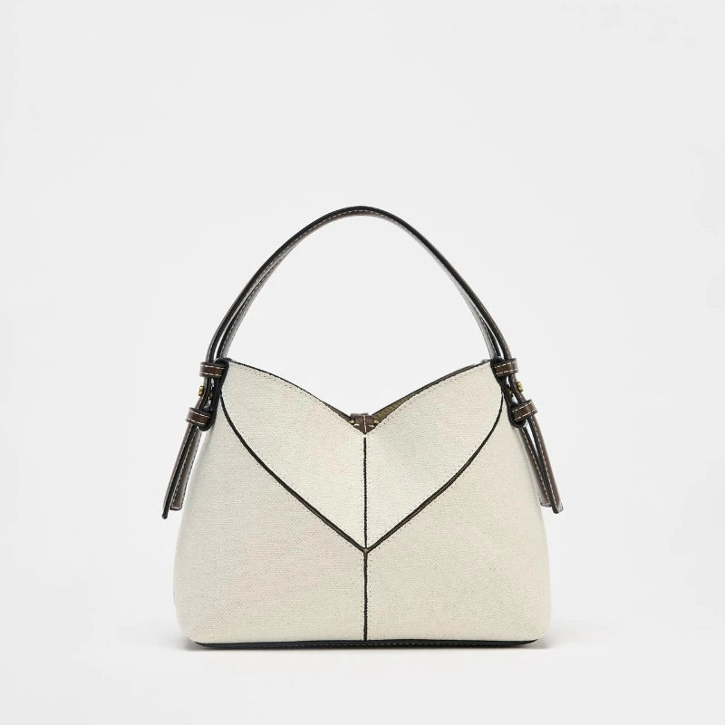 Shoulder Handbag Removable Crossbody Strap - Beige