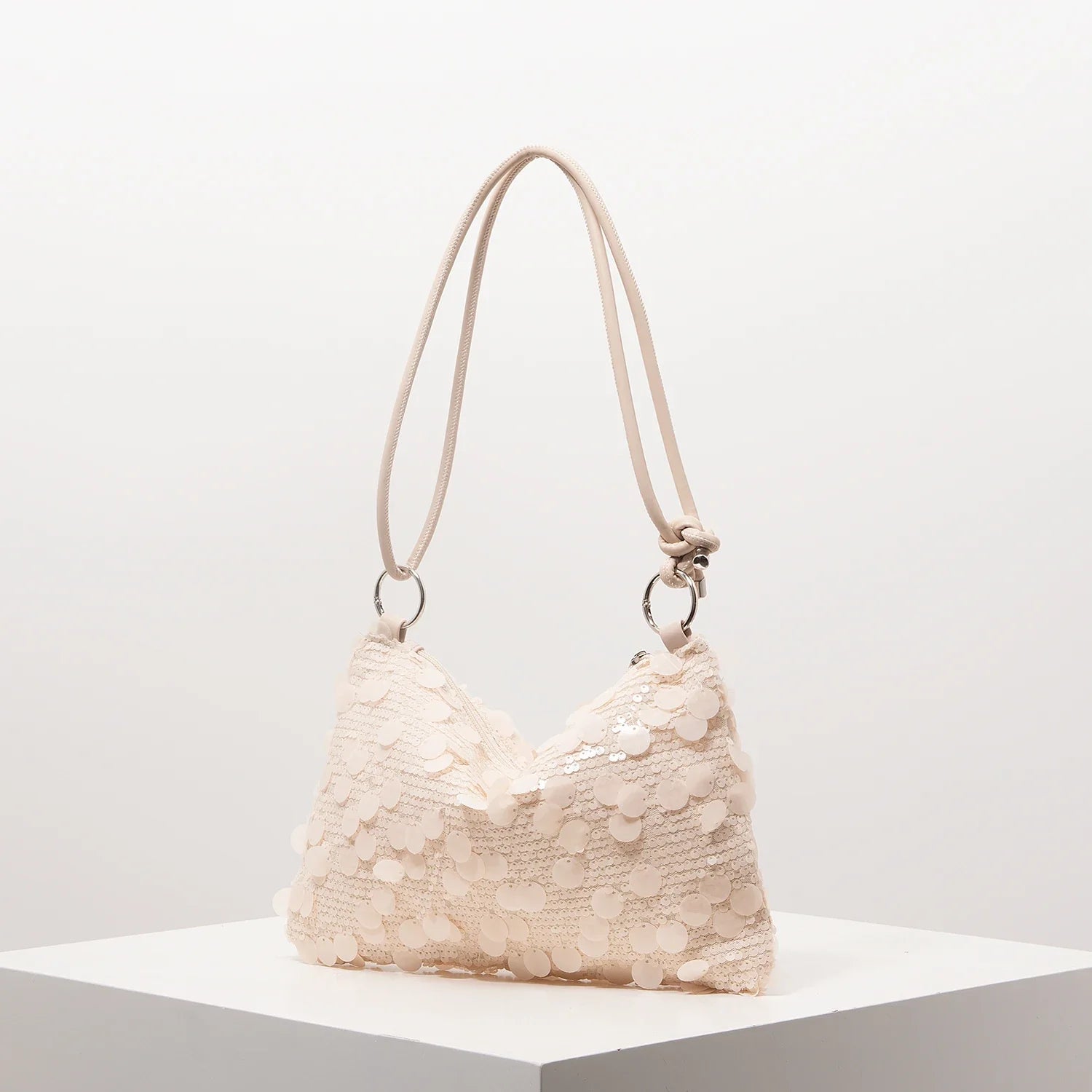 Shoulder Sequin Bag - Beige