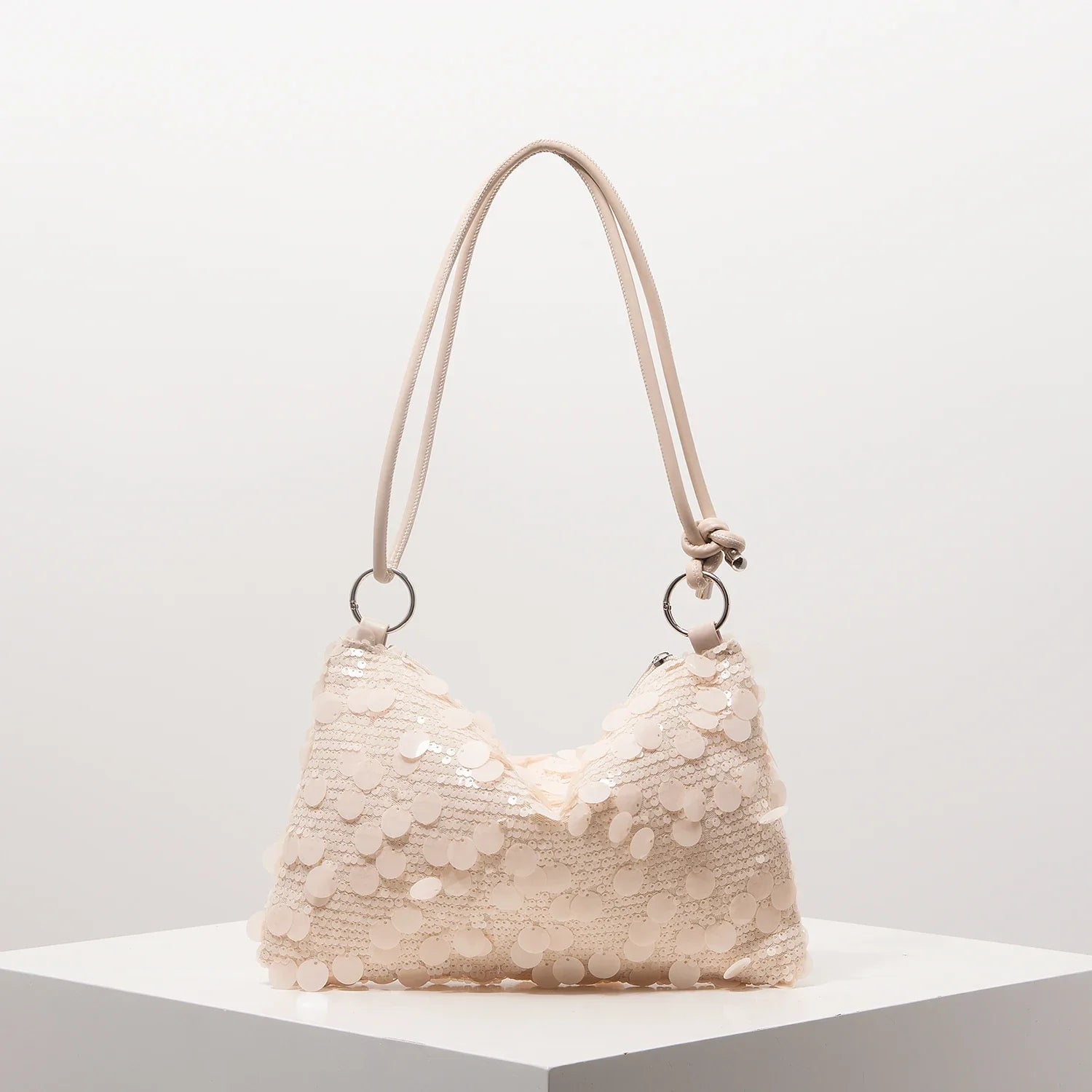 Shoulder Sequin Bag - Beige