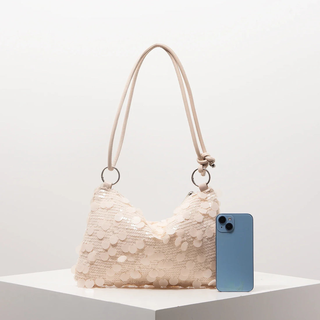 Shoulder Sequin Bag - Beige