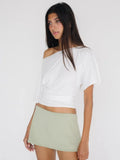 Shoulder T-shirt Tops For Women - WHITE / S