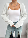 Shrug Raglan Sleeve Open Front Cardigan Elegant Solid Color Ribbed - Other