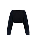 Shrug Raglan Sleeve Open Front Cardigan Elegant Solid Color Ribbed - L / black - Other