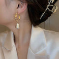 Silver Needle Irregular Baroque Artificial Pearl Earrings Ear Studs - Champagne - electronic accessories