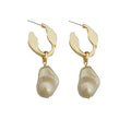 Silver Needle Irregular Baroque Artificial Pearl Earrings Ear Studs - Champagne - electronic accessories