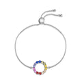 Silver Rainbow Circle Colored Gems Bracelet Color - Thick Platinum / 925 - electronic accessories