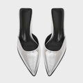 Silver Women's Slippers Pointed Toe Slide Sandals