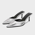 Silver Women's Slippers Pointed Toe Slide Sandals