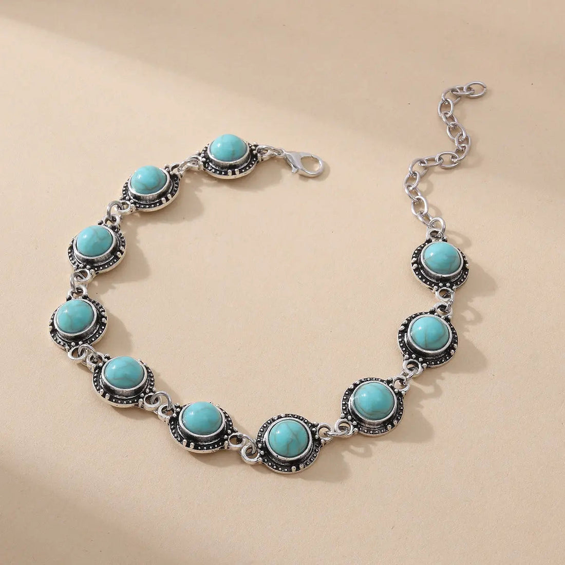 Simple All-match Retro National Style Anklets Beach Holiday Fashion Metal Alloy Turquoise Foot Ornaments - electronic
