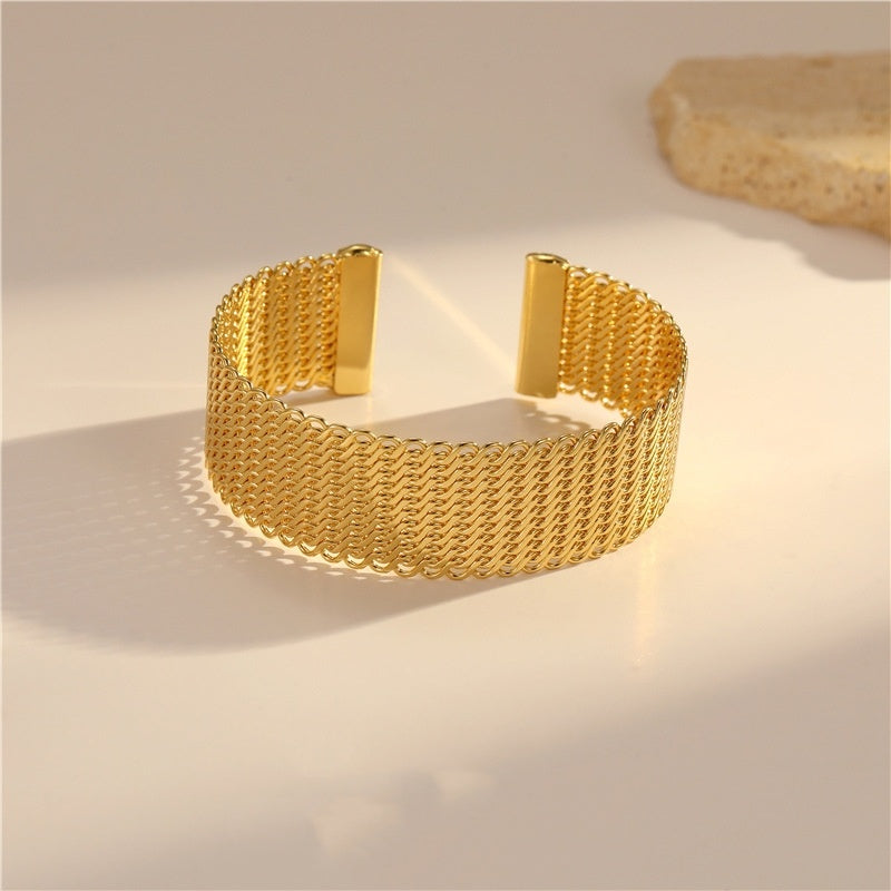 Simple And Light Luxury Ring Open-ended Bracelet - 14K Gold XZ315 - electronic accessories