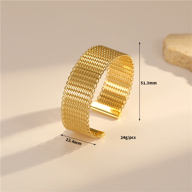 Simple And Light Luxury Ring Open-ended Bracelet - 14K Gold XZ315 - electronic accessories