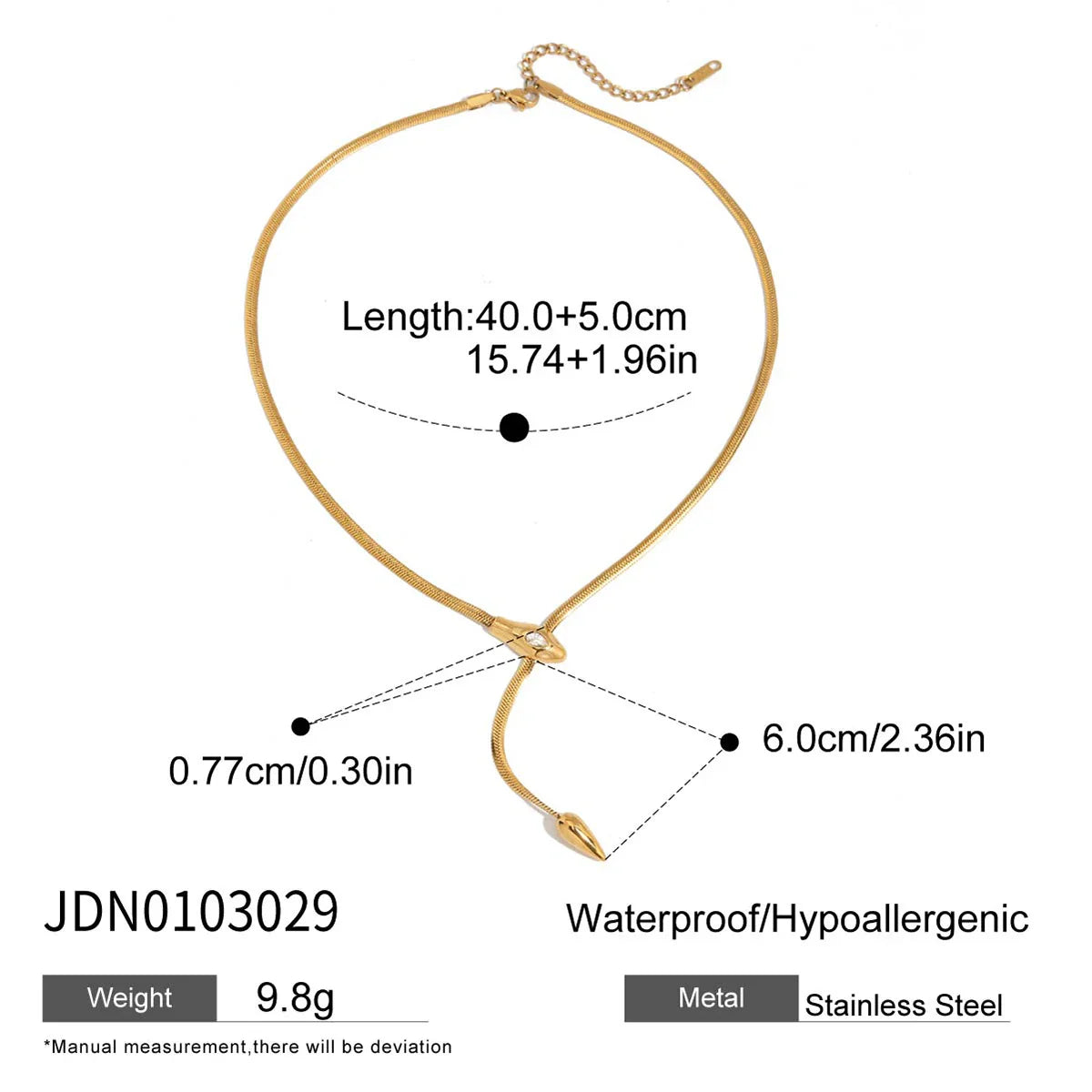Simple Classic Zircon Serpentine Necklace Stainless Steel - JDN0103029