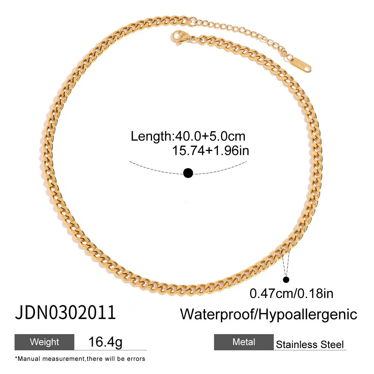 Simple Classic Zircon Serpentine Necklace Stainless Steel - JDN0302011