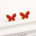Simple Fashion Personality Temperament Butterfly Necklace - Red Stud Earring - electronic accessories