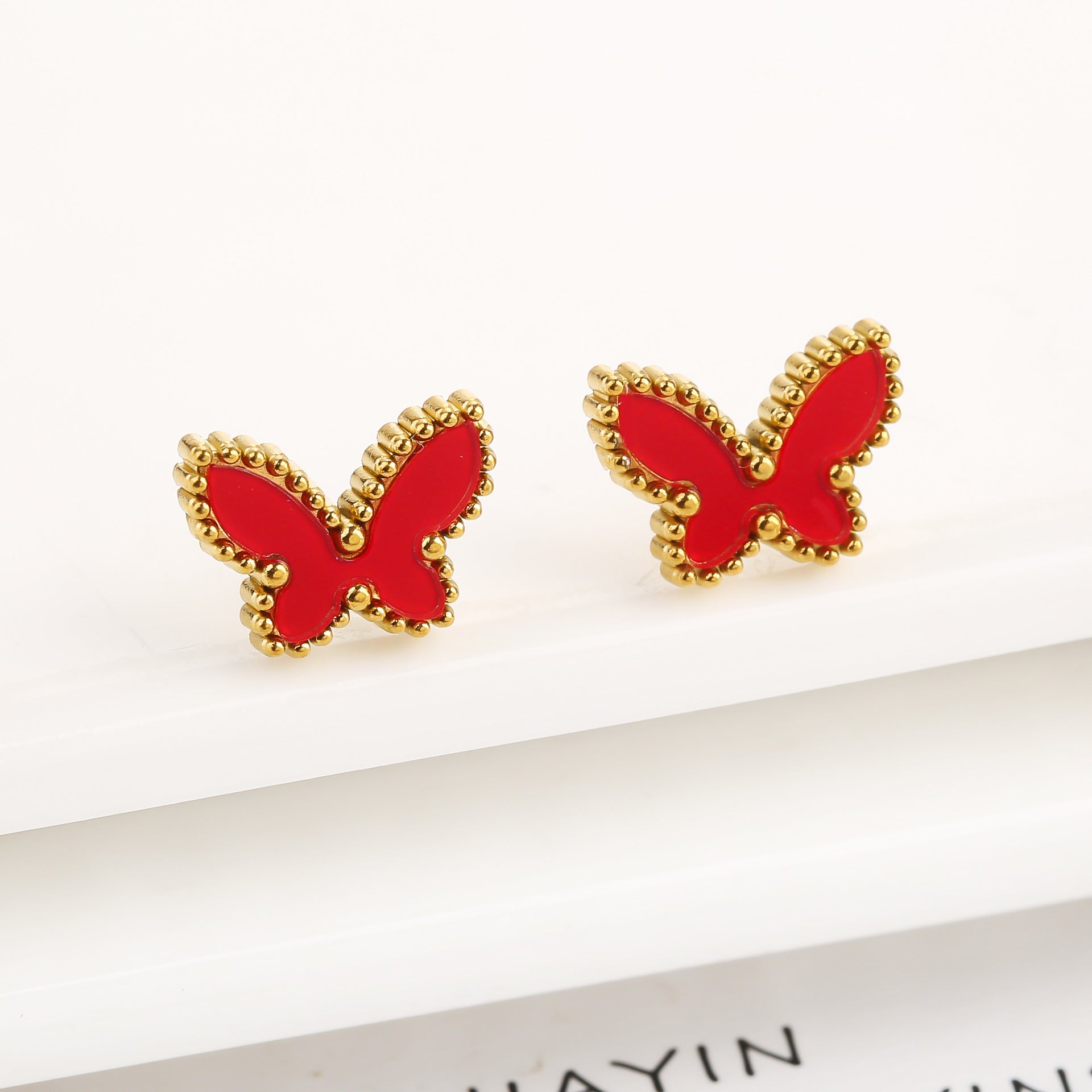 Simple Fashion Personality Temperament Butterfly Necklace - Red Stud Earring - electronic accessories