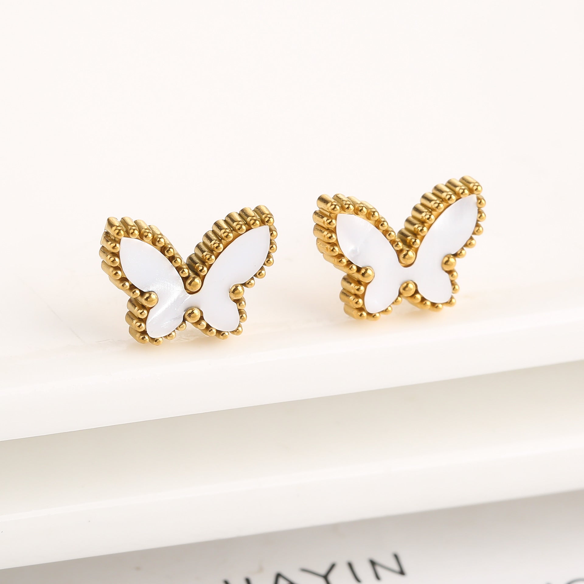 Simple Fashion Personality Temperament Butterfly Necklace - White Ear Studs - electronic accessories