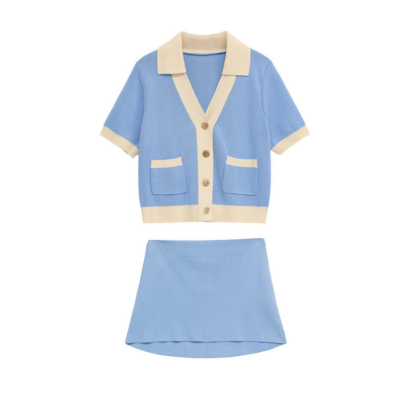 Simple Fashion Polo Collar Knitted Coat - Other