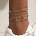 Simple Graceful Metal Chain Retro Creative Snake Anklet Five-piece Set - Color 3 - electronic accessories
