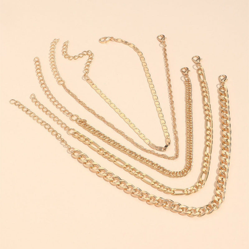 Simple Graceful Metal Chain Retro Creative Snake Anklet Five-piece Set - electronic accessories