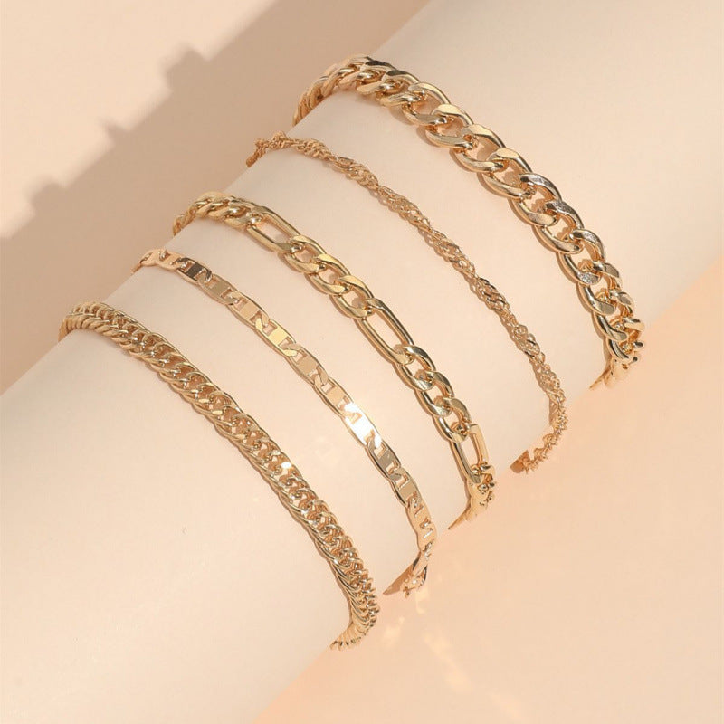 Simple Graceful Metal Chain Retro Creative Snake Anklet Five-piece Set - electronic accessories