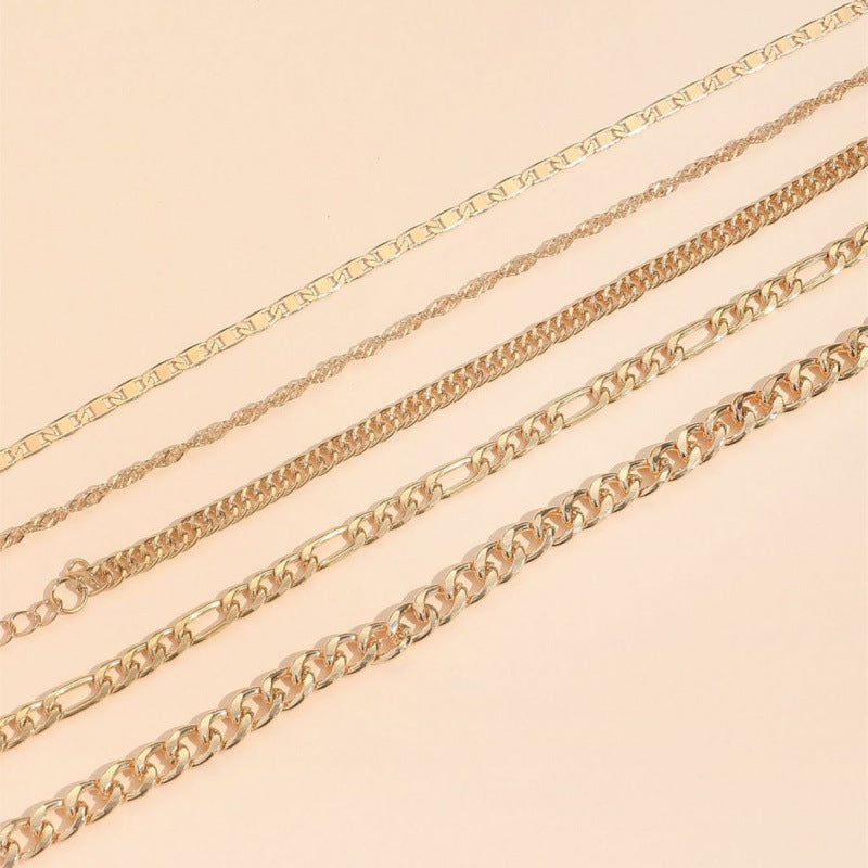 Simple Graceful Metal Chain Retro Creative Snake Anklet Five-piece Set - electronic accessories