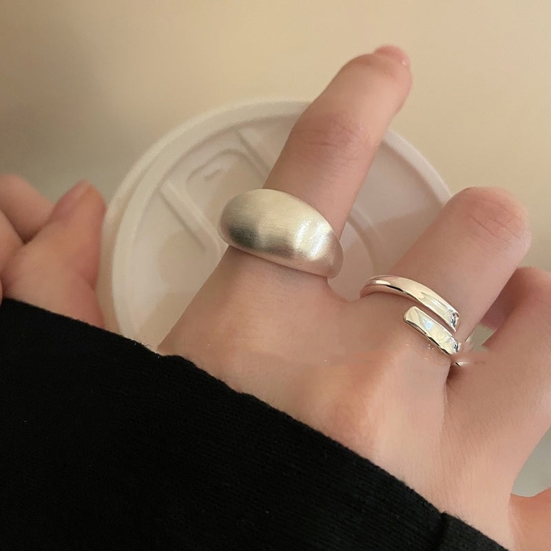Simple Matte Silver Brushed Ring Women’s - electronic accessories