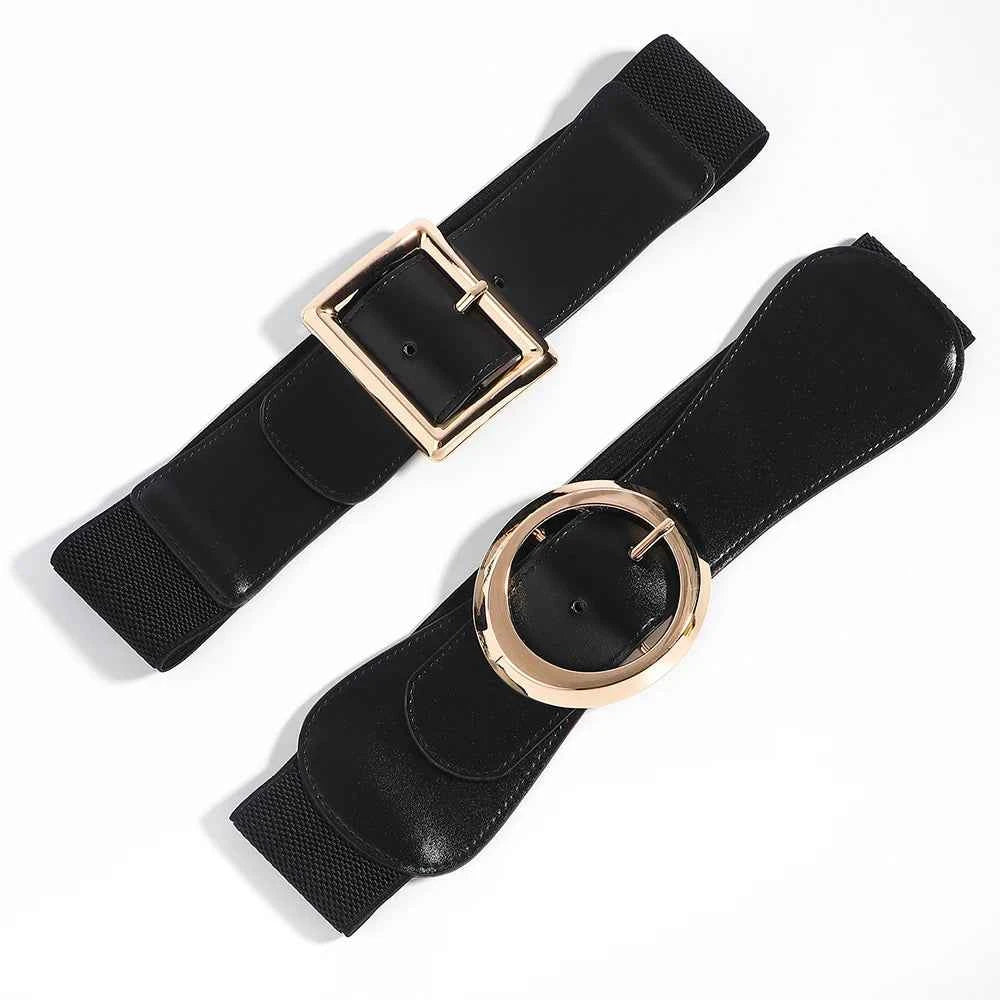 Simple Metal Pin Buckle Elastic Waist Belt