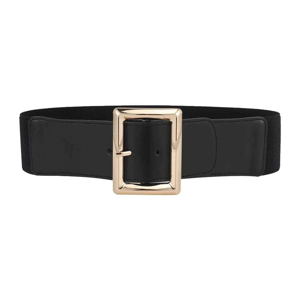 Simple Metal Pin Buckle Elastic Waist Belt