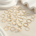 Simple Rhinestone Love Wave Ring 28-piece Set - electronic accessories