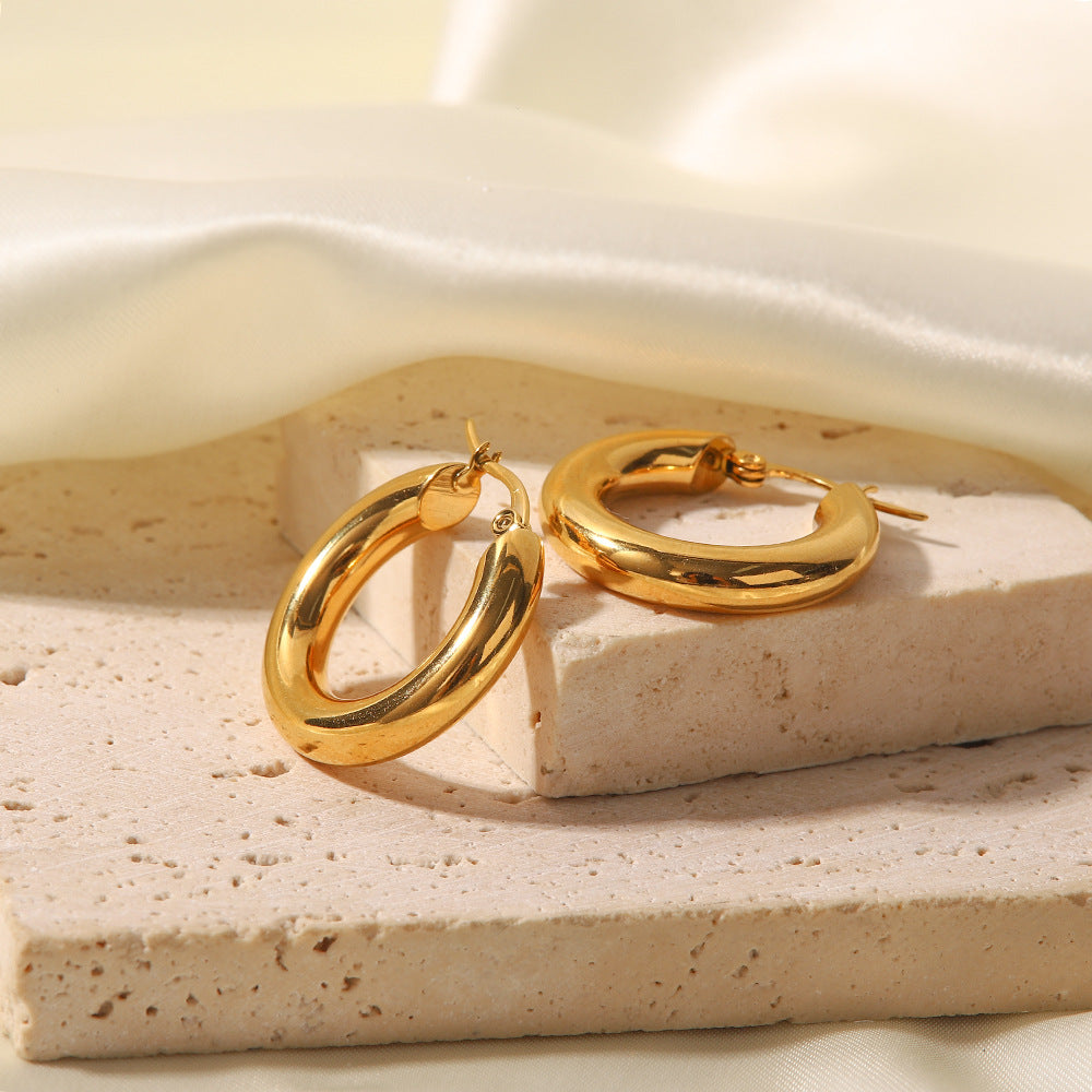 Simple Stainless Steel Earrings - JDE20118425 Gold - electronic accessories