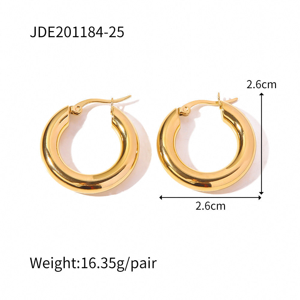 Simple Stainless Steel Earrings - JDE20118425 Gold - electronic accessories