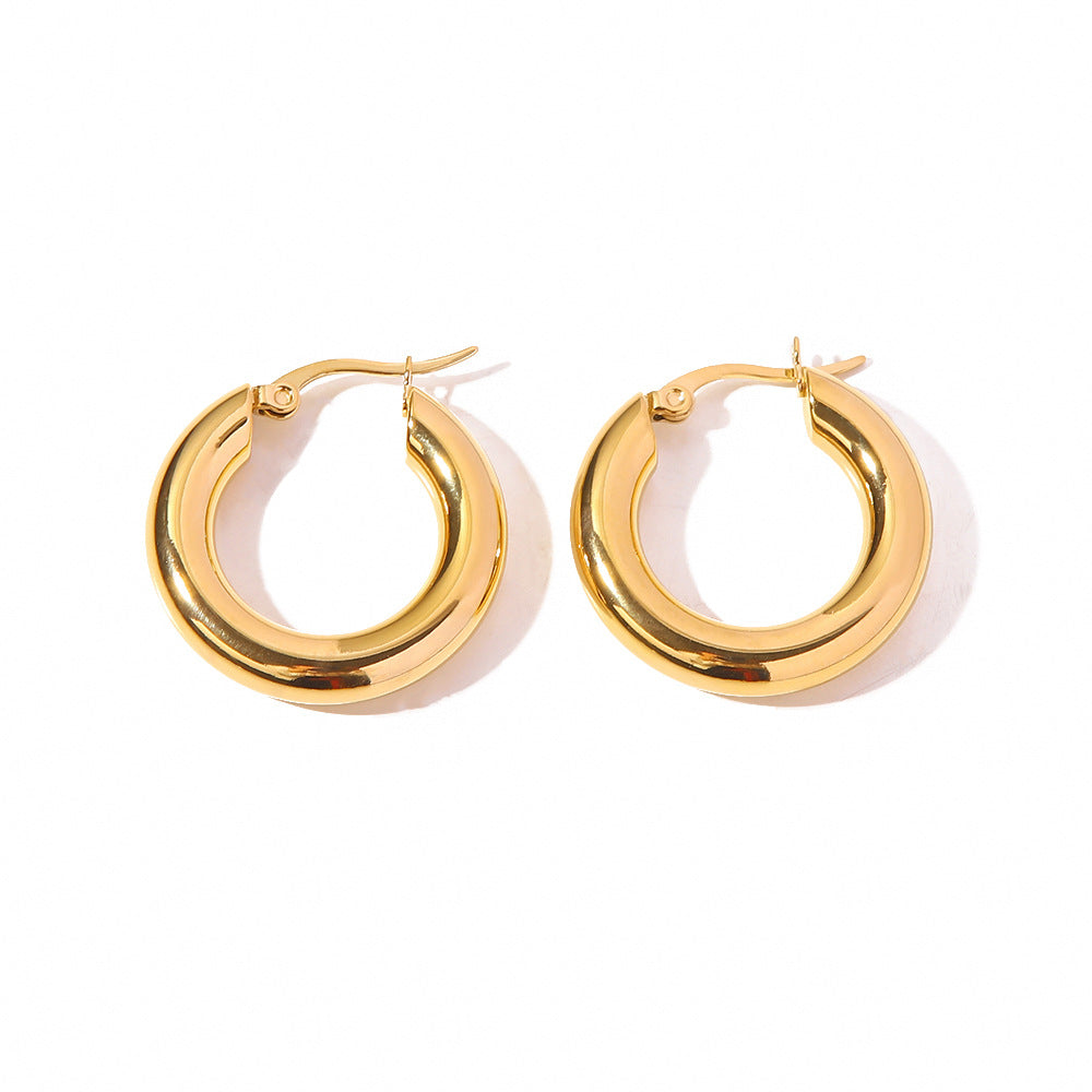 Simple Stainless Steel Earrings - JDE20118425 Gold - electronic accessories