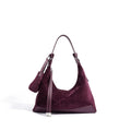 Simple Suede Leather Dumpling Bag - Purple / 26X9X21CM