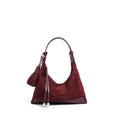 Simple Suede Leather Dumpling Bag - red / 26X9X21CM