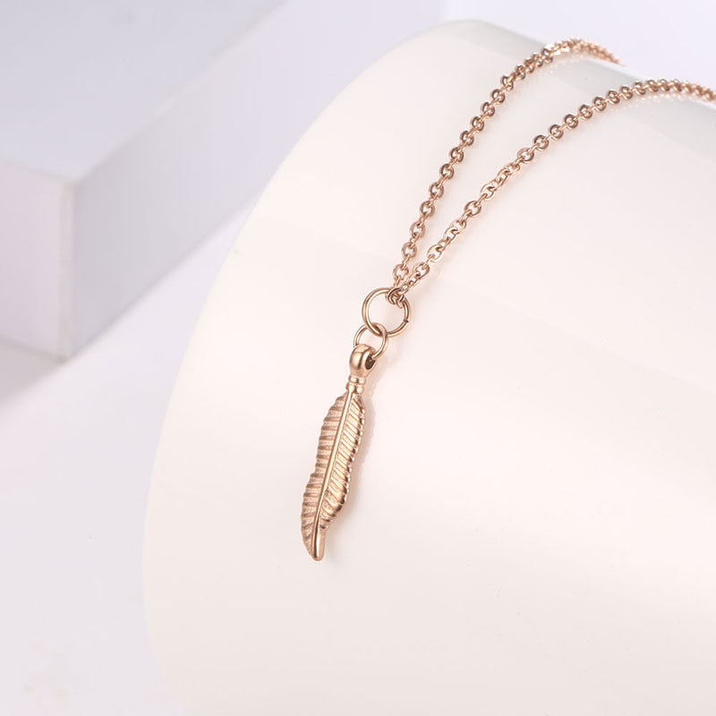 Simple Titanium Steel Clavicle Chain Leaf Pendant Long Necklace - electronic accessories