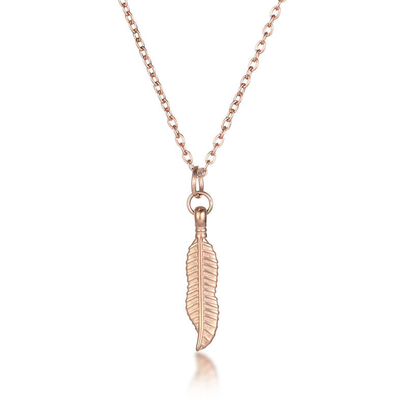 Simple Titanium Steel Clavicle Chain Leaf Pendant Long Necklace - electronic accessories