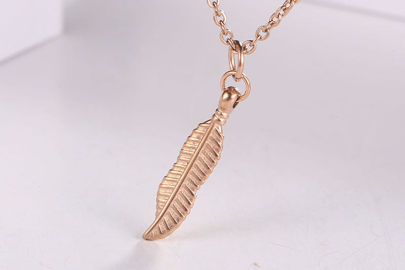 Simple Titanium Steel Clavicle Chain Leaf Pendant Long Necklace - electronic accessories