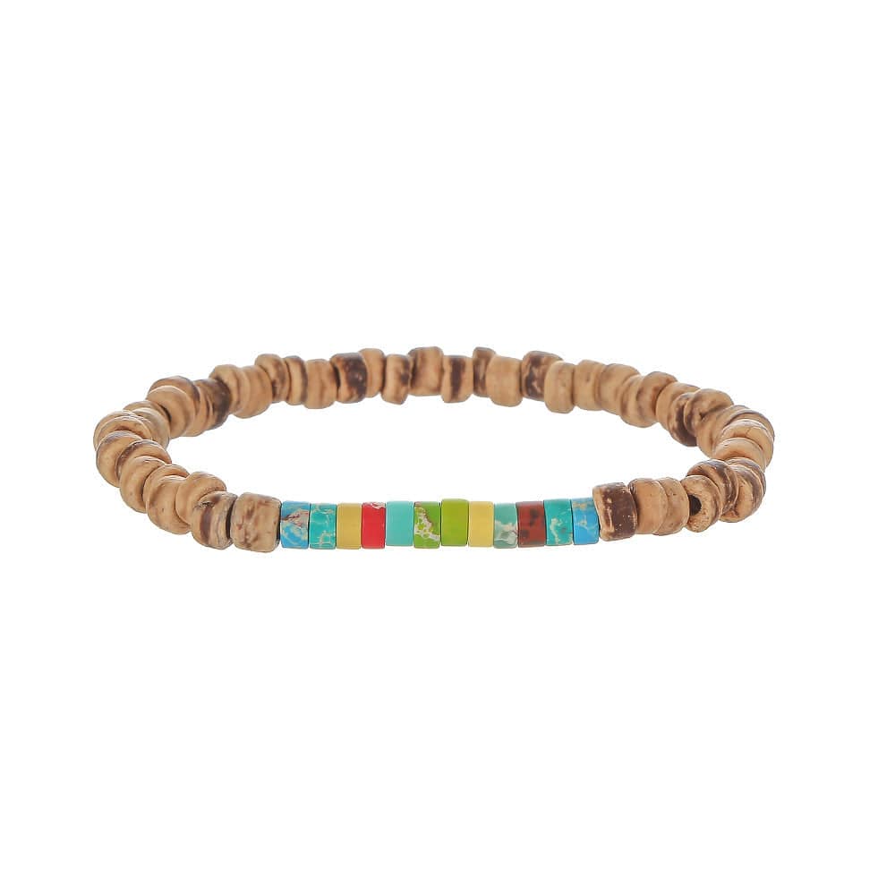 Simple Turquoise Wooden Bead Bracelet - ZJ11940 - electronic accessories