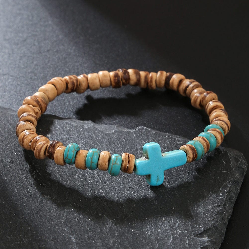 Simple Turquoise Wooden Bead Bracelet - ZJ11980 - electronic accessories