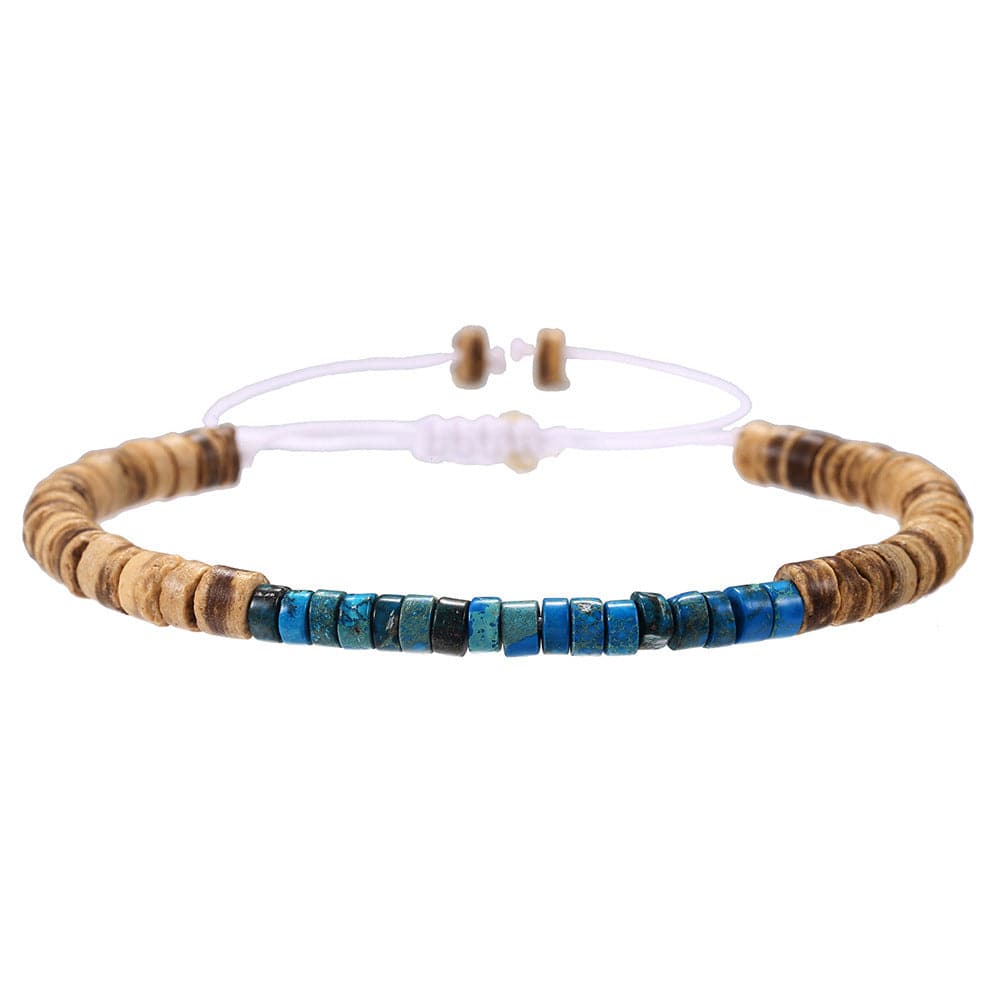 Simple Turquoise Wooden Bead Bracelet - ZJ13086 - electronic accessories